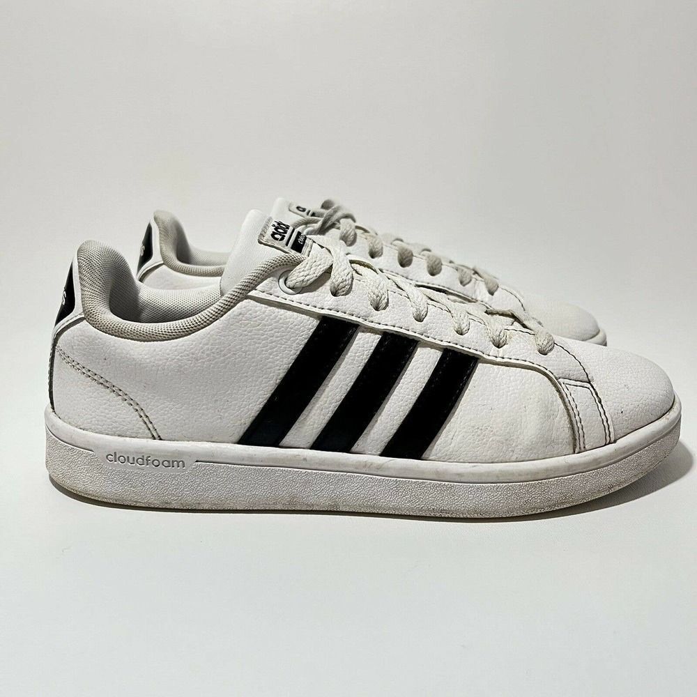 Adidas NEO Cloudfoam Advantage Women Size 7.5 AW4287 White Black Striped Shoes
